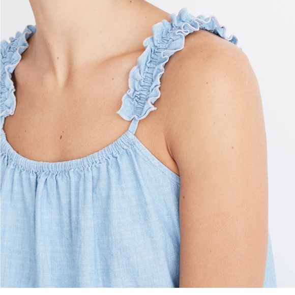 Light Blue Ruffle Strap Top - Picture 3 of 7